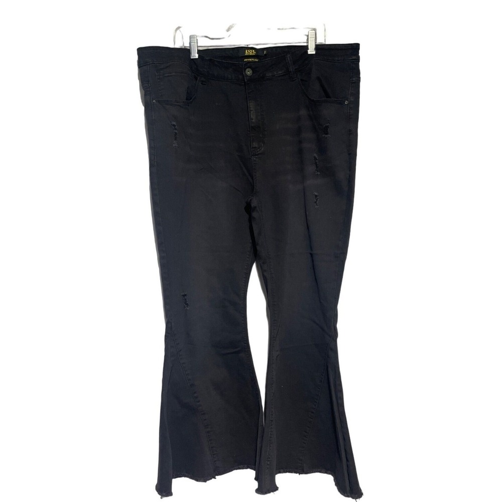 L and‎ B Lucky & Blessed Women's Jeans Flare Mid Rise Denim Black Size 22